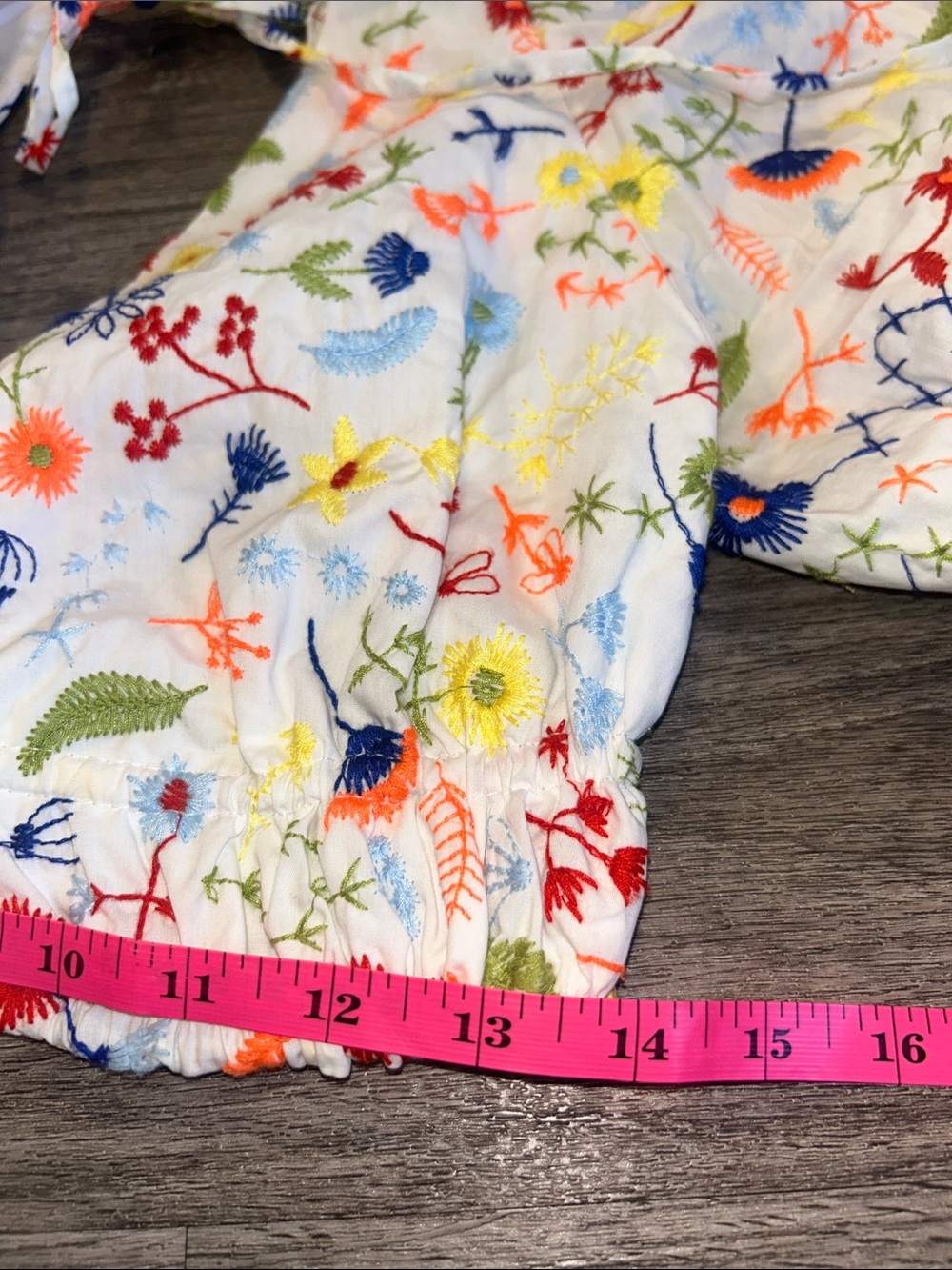 Zara XS Embroidered Floral Puff Sleeve Tie Back Crop Top Cottagecore - Picture 7 of 7